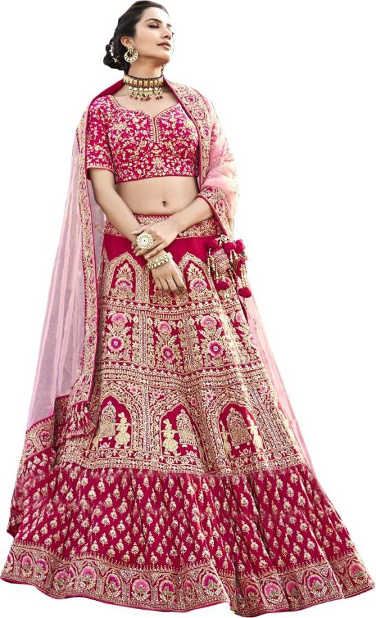 Embroidered Semi Stitched Lehenga Choli Price in India