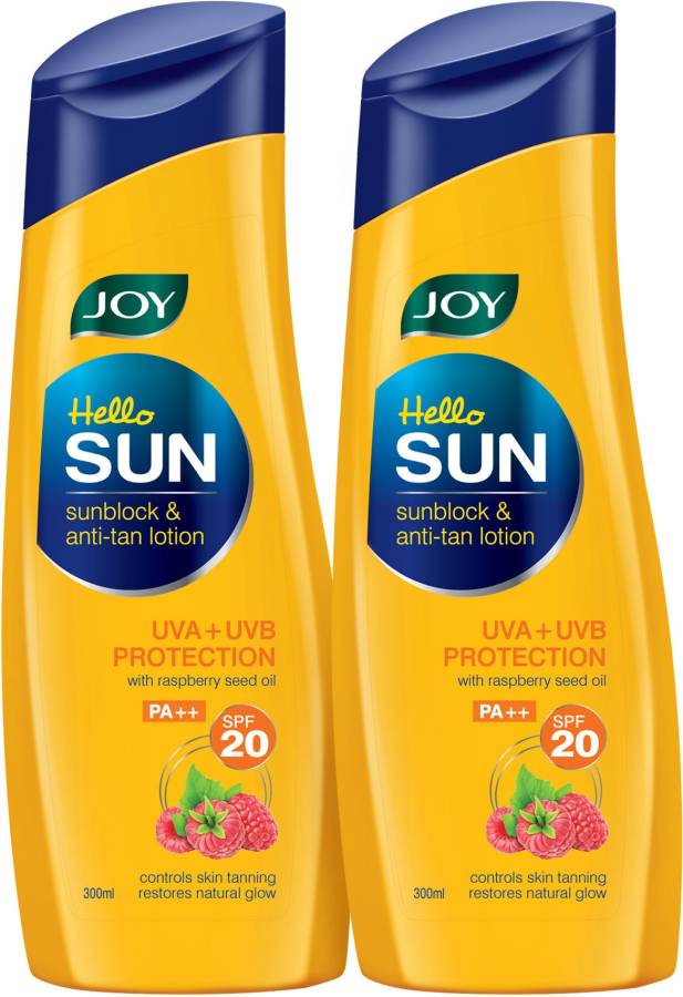 Joy Hello Sun Sunblock & Anti-Tan Lotion SPF 20 (Pack of 2 X 300 ml) - SPF 20 PA++ Price in India