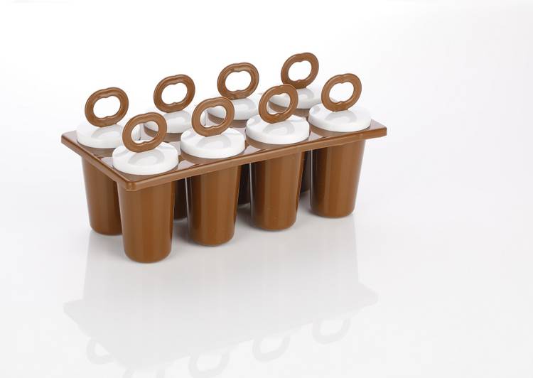 Bluewhale New 8 Pieces Candy Kulfi Maker Moulds Set Brown Color Plastic Brown Plastic Ice Cube Tray