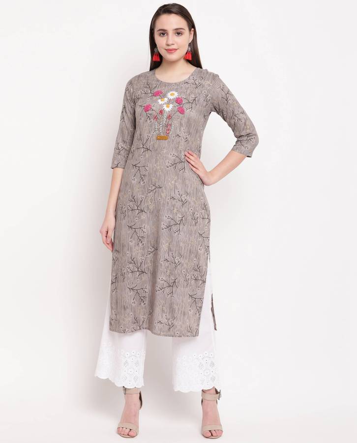 Women Embellished Rayon Straight Kurta