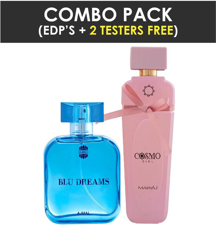 Ajmal BLU DREAMS & MARYAJ COSMOGIRL Bundle of 2 EDP - 100 ml + 2 Parfum Testers Eau de Parfum  -  100 ml