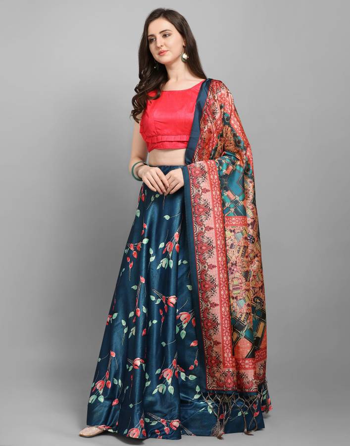 Digital Print, Floral Print Semi Stitched Lehenga Choli