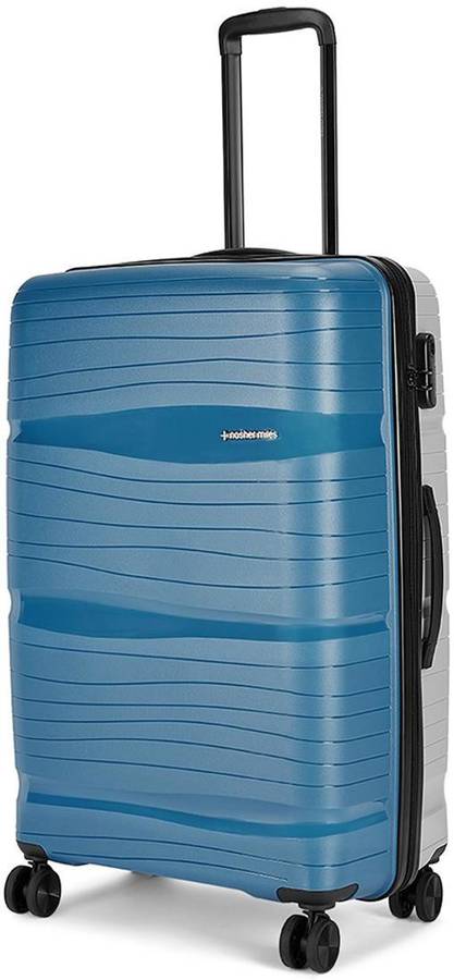 Large Check-in Luggage (75 cm) - Nicobar Hard-Sided Polypropylene Check-in Luggage Blue and Grey 28 inch |75cm Trolley Bag - Blue, Grey