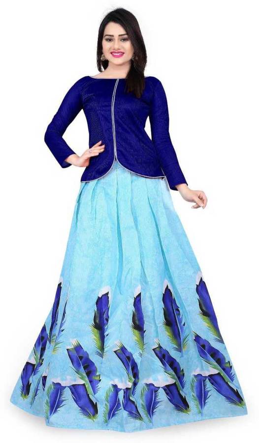 Printed Semi Stitched Lehenga with Jacket