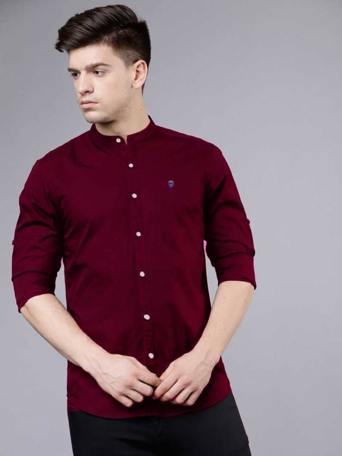 Men Slim Fit Solid Slim Collar Casual Shirt Price in India