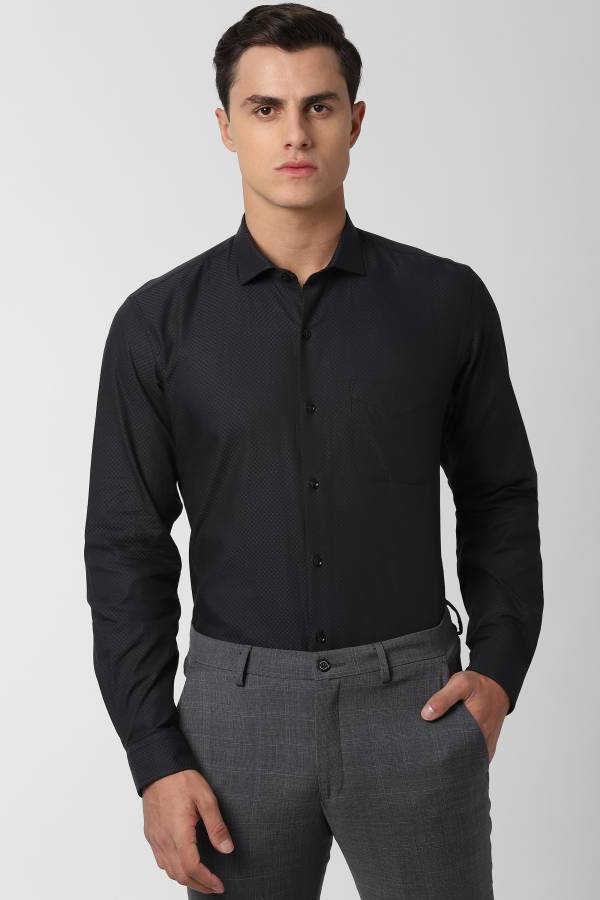 Men Self Design Formal Spread Shirt