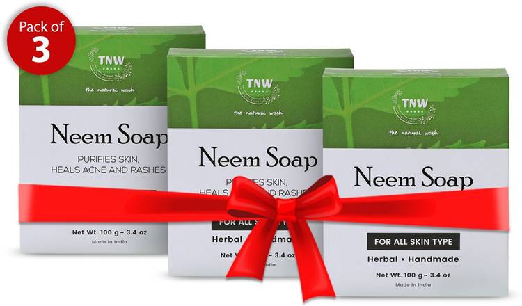 TNW - The Natural Wash Handmade Purifying Neem Soap For Acne, Pimples And Rashes Facial And Body Bathing Bar (Paraben/Sulphate/ Dye/ Silicon Free)