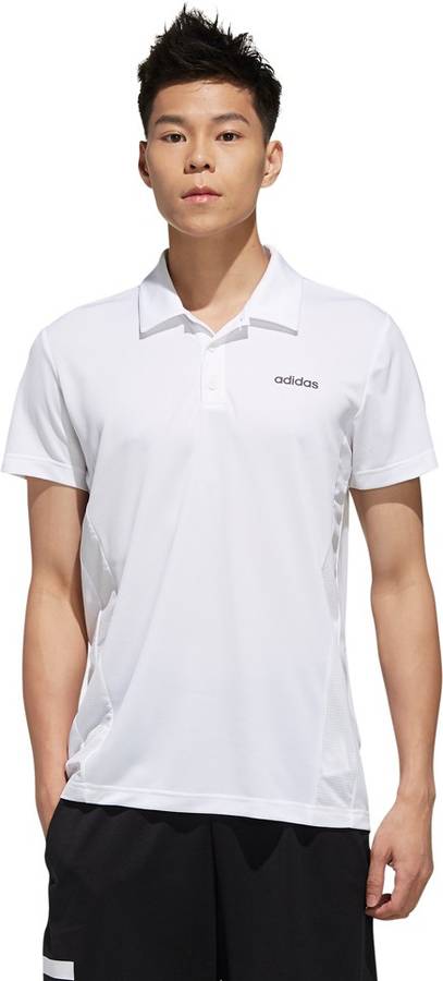 Self Design Men Polo Neck White T-Shirt