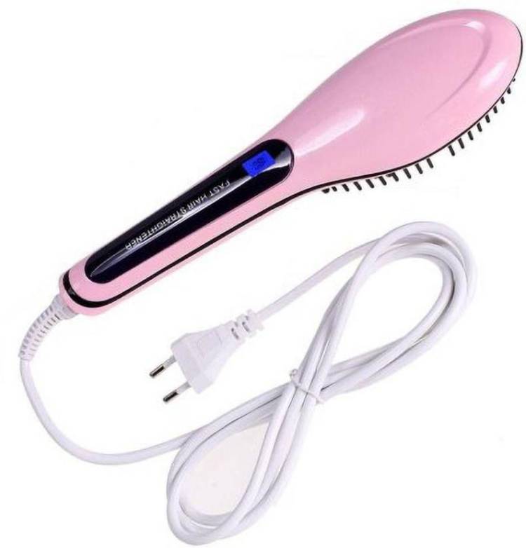 GaxQuly Hair Straightening Brush with LCD Screen, Temperature Control Display,Hair Straightener For Women (Pink) Hair Straightener Brush Price in India