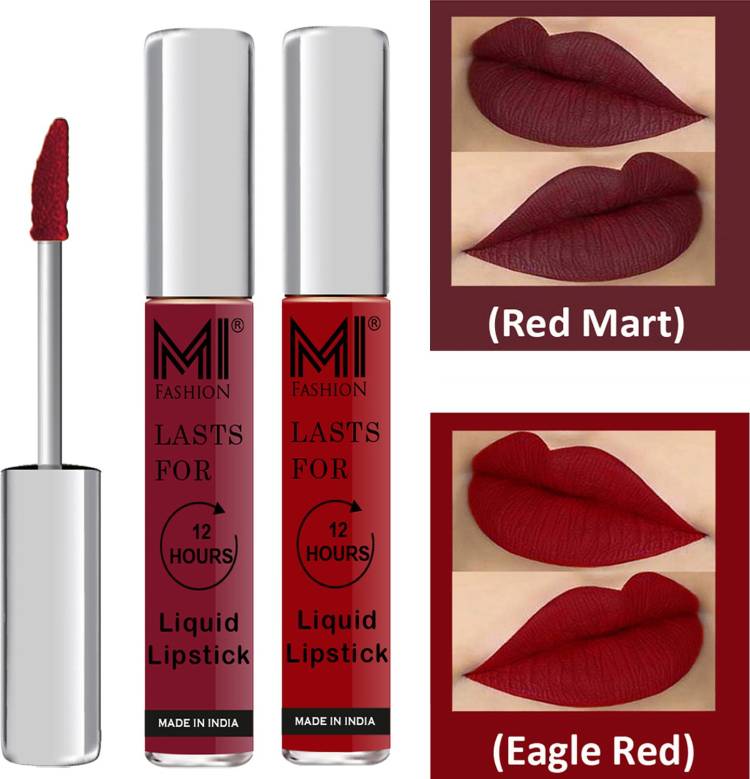 MI FASHION Liquid Matte Lipsticks |Waterproof|Smudge Proof| Made in India|and|Long Lasting| Set of 2 Lipsticks Code-554 Price in India