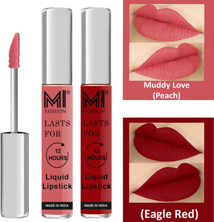 MI FASHION Liquid Matte Lipsticks |Waterproof|Smudge Proof| Made in India|and|Long Lasting| Set of 2 Lipsticks Code-565 Price in India