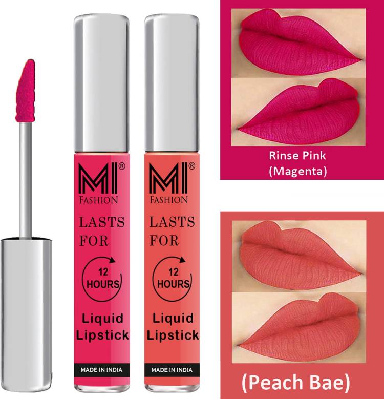 MI FASHION Matte Liquid Lipsticks Waterproof Long Lasting Pigmented Lip Gloss Set of 2 Code-576 Price in India