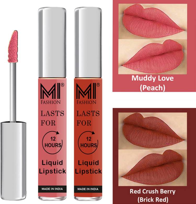 MI FASHION Liquid Matte Lipsticks |Waterproof|Smudge Proof| Made in India|and|Long Lasting| Set of 2 Lipsticks Code-254 Price in India