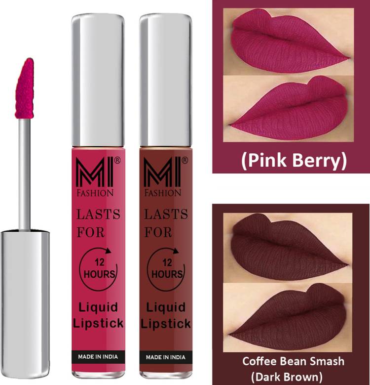 MI FASHION Liquid Matte Lipsticks |Waterproof|Smudge Proof| Made in India|and|Long Lasting| Set of 2 Lipsticks Code-573 Price in India