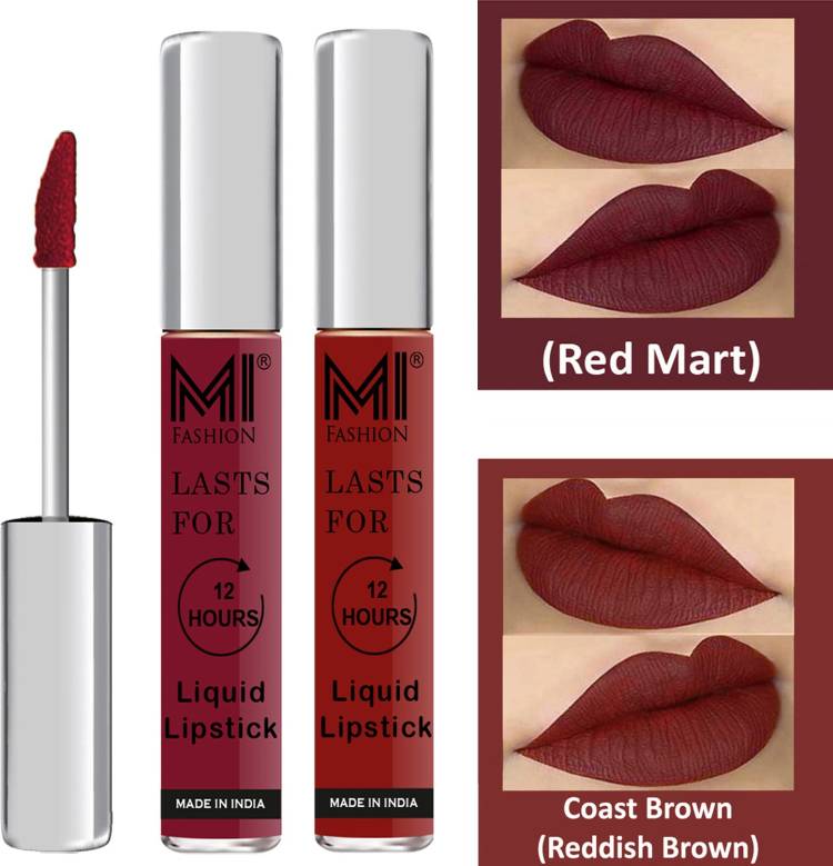 MI FASHION Liquid Matte Lipsticks |Waterproof|Smudge Proof| Made in India|and|Long Lasting| Set of 2 Lipsticks Code-222 Price in India