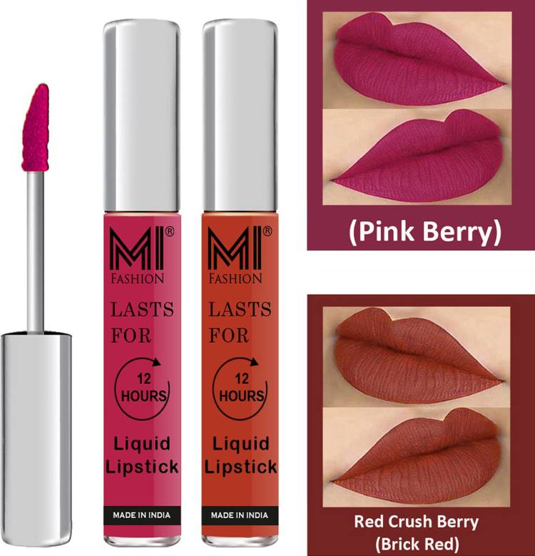 MI FASHION Liquid Matte Lipsticks |Waterproof|Smudge Proof| Made in India|and|Long Lasting| Set of 2 Lipsticks Code-235 Price in India