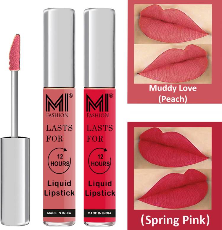 MI FASHION Liquid Matte Lipsticks |Waterproof|Smudge Proof| Made in India|and|Long Lasting| Set of 2 Lipsticks Code-507 Price in India