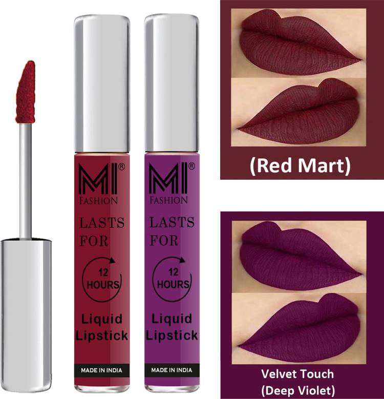 MI FASHION Liquid Matte Lipsticks |Waterproof|Smudge Proof| Made in India|and|Long Lasting| Set of 2 Lipsticks Code-574 Price in India