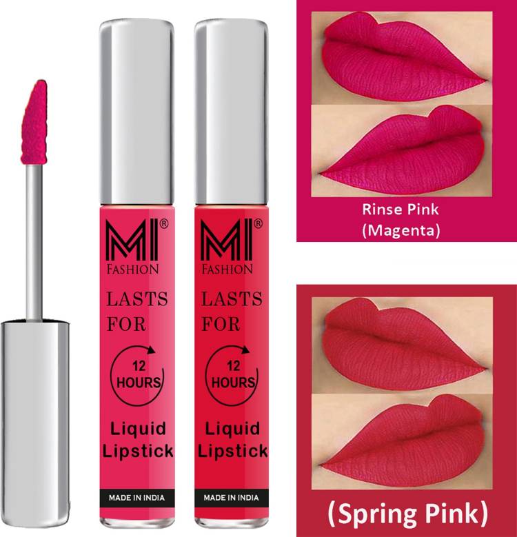 MI FASHION Matte Liquid Lipsticks Waterproof Long Lasting Pigmented Lip Gloss Set of 2 Code-005 Price in India