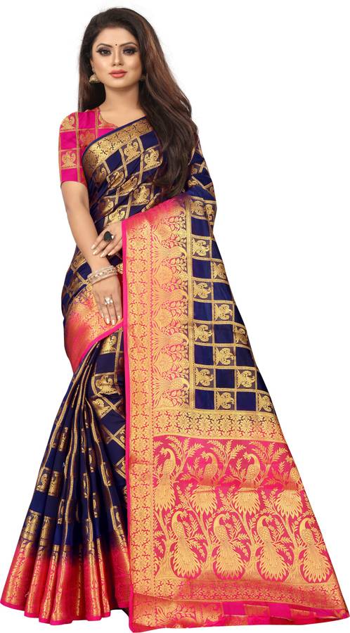 Self Design, Embellished Banarasi Cotton Blend, Pure Silk Saree