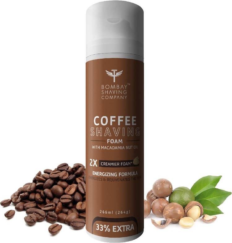 Bombay Shaving Company Coffee Shaving Foam, 226 ml (33% Extra) with Coffee & Macadamia Seed Oil