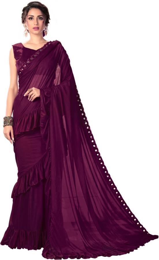 Solid Fashion Lycra Blend Saree