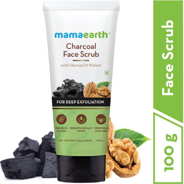MamaEarth Charcoal Face Scrub For Oily Skin & Normal skin, with Charcoal & Walnut for Deep Exfoliation – 100g Scrub Price in India