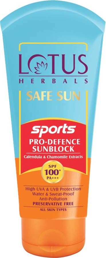 LOTUS HERBALS SAFE SUN SPORTS PRO-Defence Sunblock SPF 100+| PA+++ - SPF 100+ PA+++ Price in India