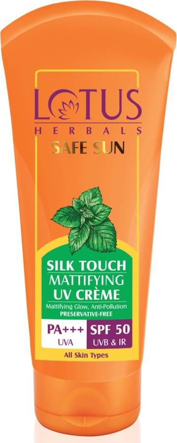LOTUS HERBALS Safe Sun Silk Touch Mattifying UV Screen Crme SPF 50| PA+++ - SPF 50 PA+++ Price in India