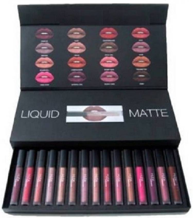 Kiss Beauty matte lipstic pack of 16 Multicolor Price in India