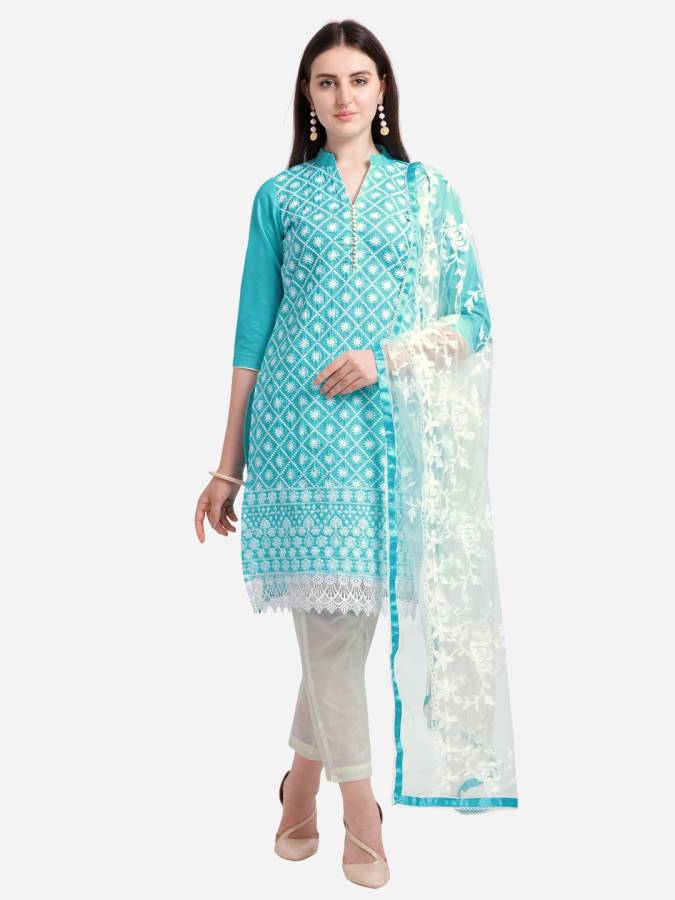 EthnicJunction Cotton Embroidered Salwar Suit Material Price in India