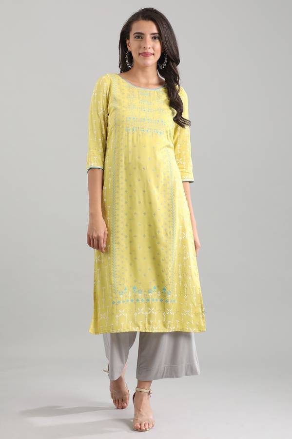 Women Geometric Print Viscose Straight Kurta