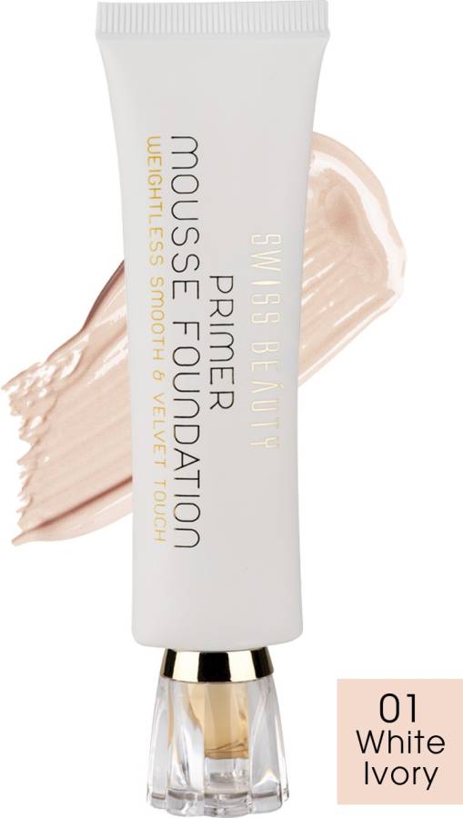 SWISS BEAUTY Primer Mousse Foundation White Ivory (40 ml) Foundation Price in India