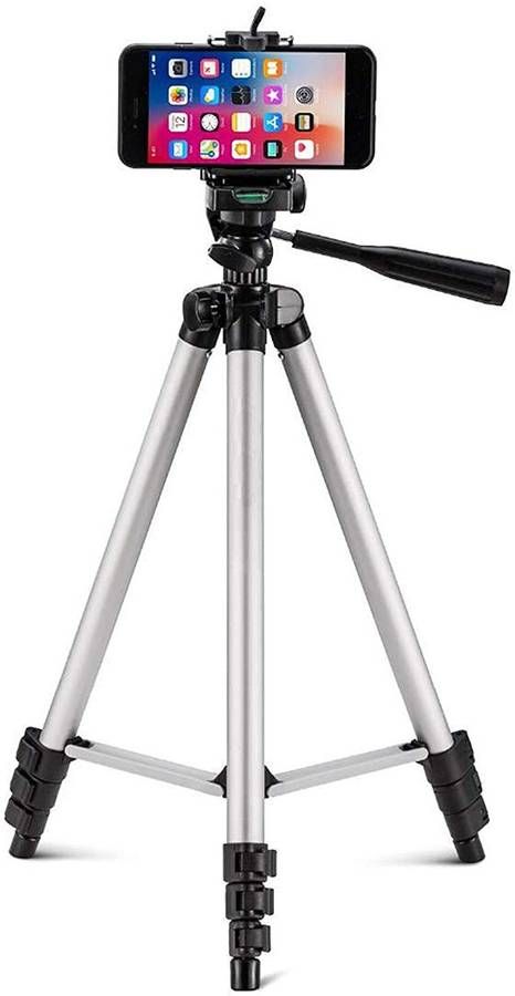 TECHEL SKE-8874 Aluminium Adjustable Portable and Foldable Tripod Stand Mobile Clip and Camera Holder with Bag Tripod