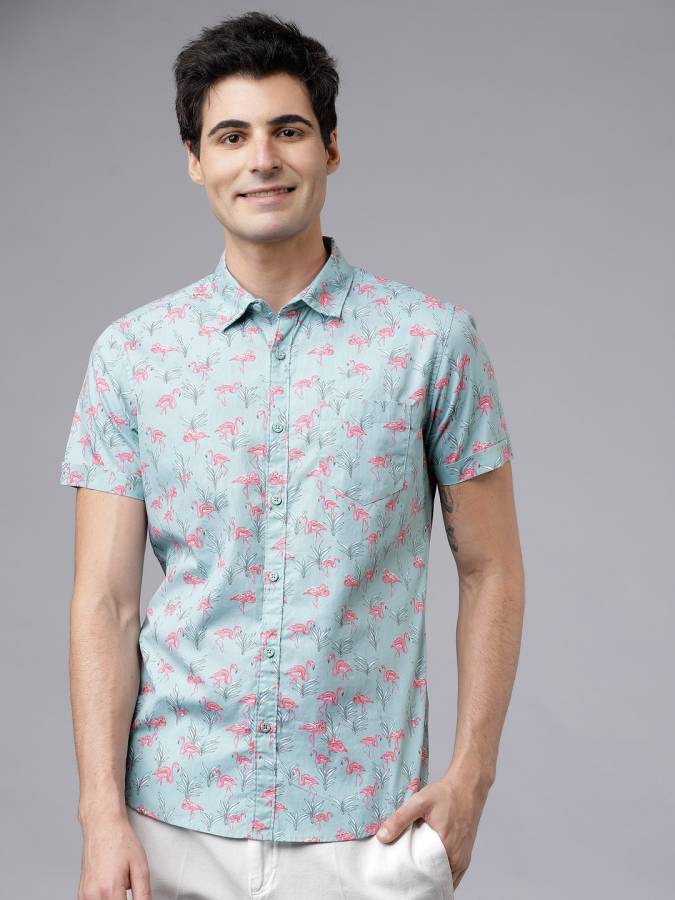 Men Slim Fit Printed Spread Collar Casual Shirt Price in India