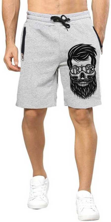 Printed Men Grey Regular Shorts