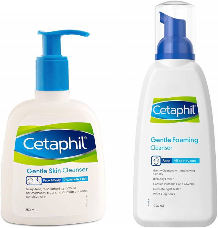 Cetaphil Complete Skin care cleanser pack for all skin types – Dry & Sensitive Skin Cleanser 250ml, Gentle Foaming Skin Cleanser 236ml Price in India