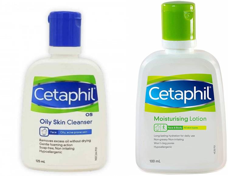 Cetaphil Skin care combo with moisturizer for oily skin - Oily Skin Cleanser - Oil Remover Face wash 125ml;Moisturizing Lotion 100ml Price in India