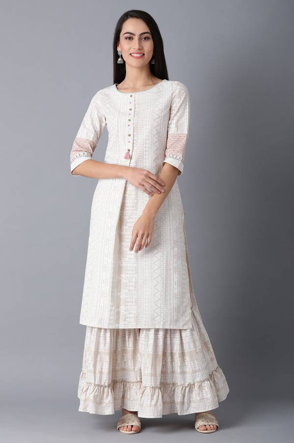 Women Geometric Print Pure Cotton Straight Kurta