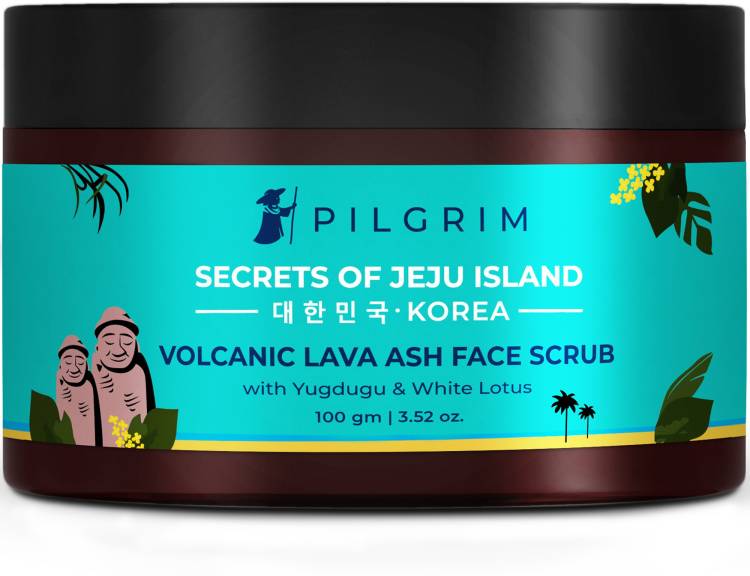 Pilgrim Volcanic Lava Ash Face Scrub | with Yugdugu & White Lotus | Korean K-Beauty | Detox & Deep Clean Pores | Remove Tan, White & Blackheads | No Paraben/Mineral Oil | All Skin | Unisex Scrub Price in India