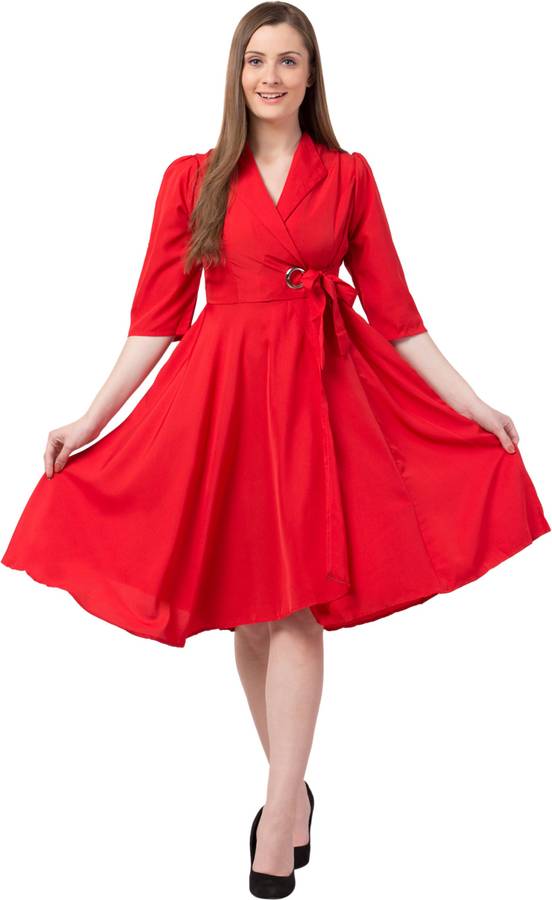 Women Wrap Red Dress