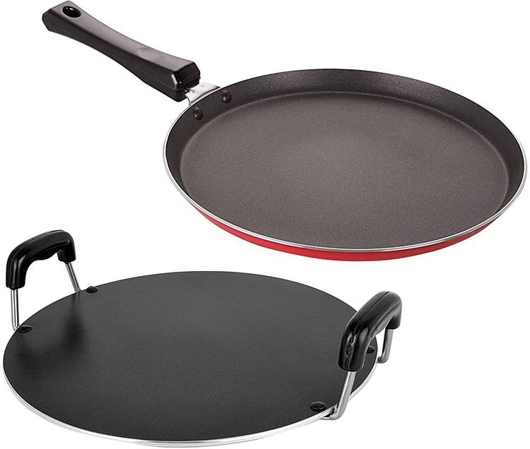 NIRLON Non-Stick Aluminium Odor dosa Tawa and Round Tawa Combo Set Cookware Set