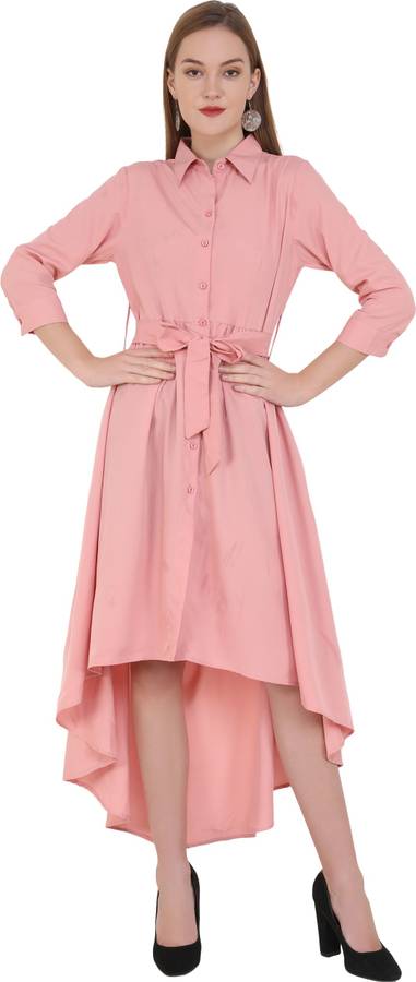 Women High Low Pink Dress