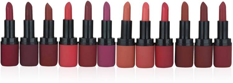 SWIPA matte fashion bright color waterproof lipstick (Pack Of-12) Price in India