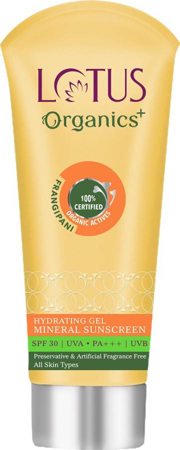 Lotus Organics+ Face Sunscreen Gel, SPF 30 PA+++, For Oily Skin, Natural, Mineral Based, 100% Chemical Free, Certified Organic Actives - SPF 30 PA+++ Price in India