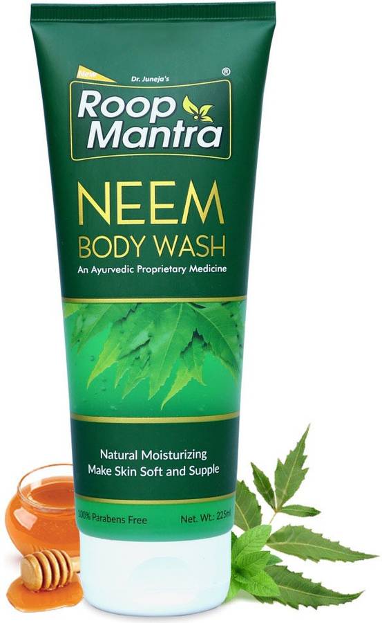 Roop Mantra Neem Body Wash 225ml, Pack of 2, Natural Moisturizing, Make Skin Soft & Supple, Parabens Free