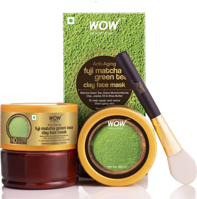 WOW SKIN SCIENCE Anti-Aging Fuji Matcha Green Tea Clay Face Mask for Repairing & Reviving Tired Aging Skin- No Parabens, Sulphate, Mineral Oil & Color - 200mL Price in India