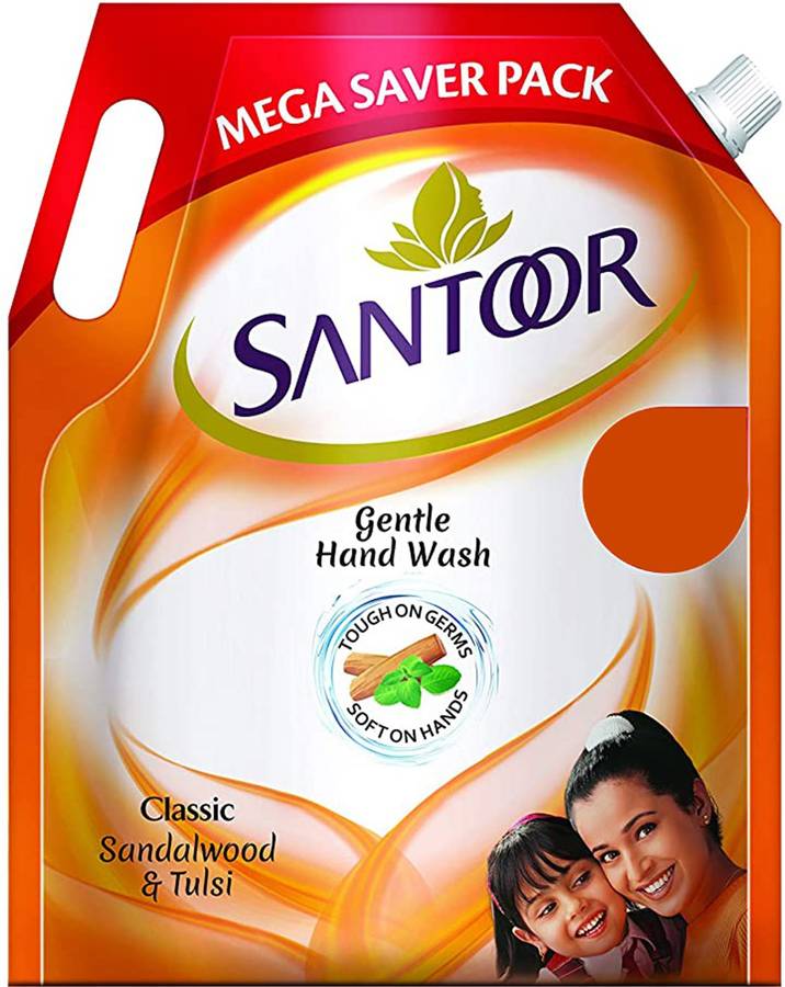 Santoor Gentle Wash Classic Sandalwood and Tulsi Handwash Hand Wash Pouch