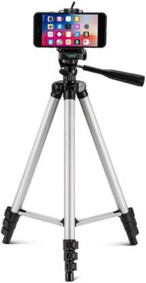 LKDS 3110 Portable Adjustable Aluminum Light weight Camera Stand Tripod (Silver, Supports Up to 1500 g) Tripod