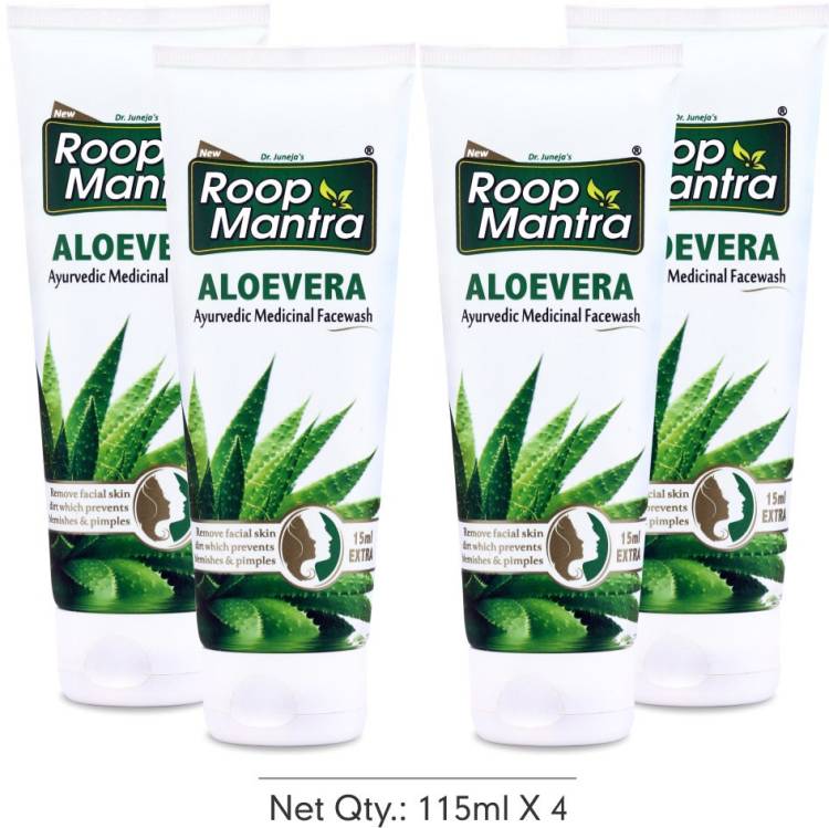 Roop Mantra Aloe Vera Facewash 115ml, Pack of 4 - Aloevera  for Blemishes & Pimples Face Wash Price in India